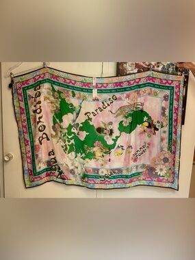 Agua Bendita NWT Pink and Green Tropical Floral Sarong wrap GORGEOUS!
